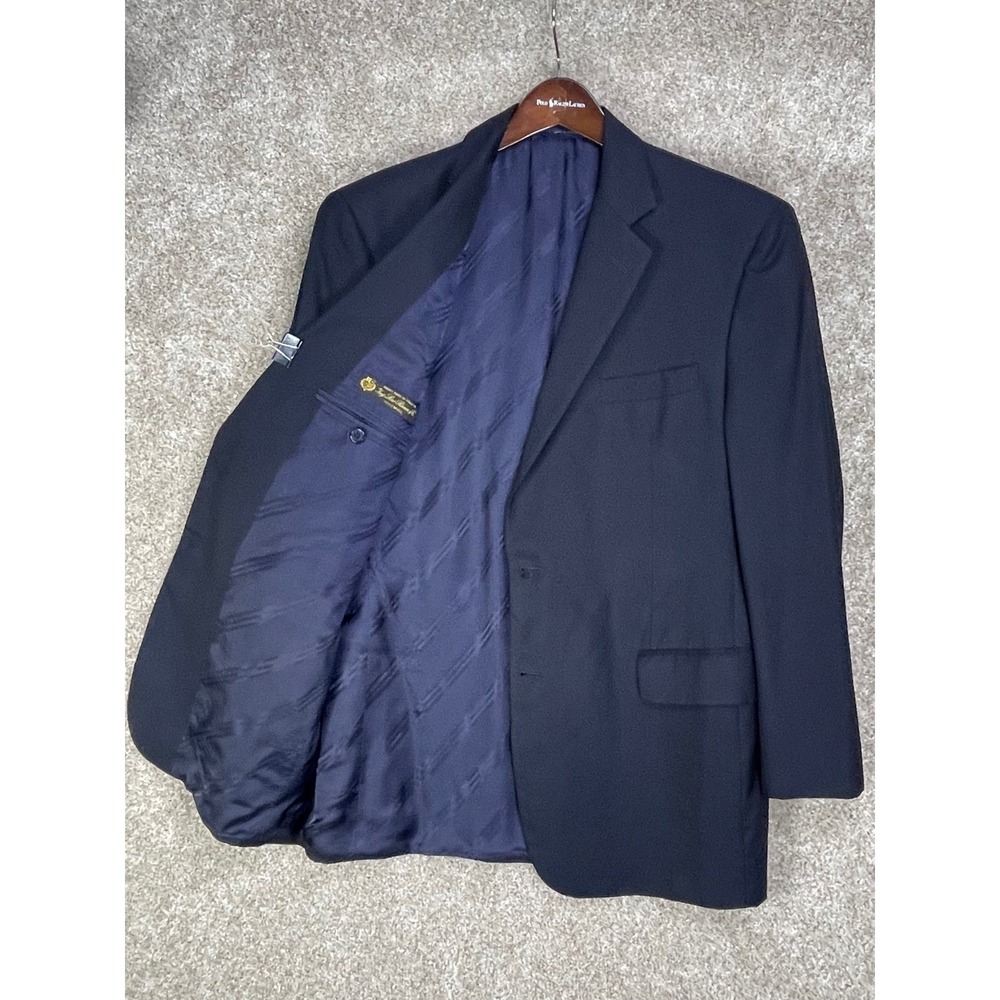 Brooks Brothers 1818 Madison Loro Piana Wool Blazer Mens 43R Navy Gold Button